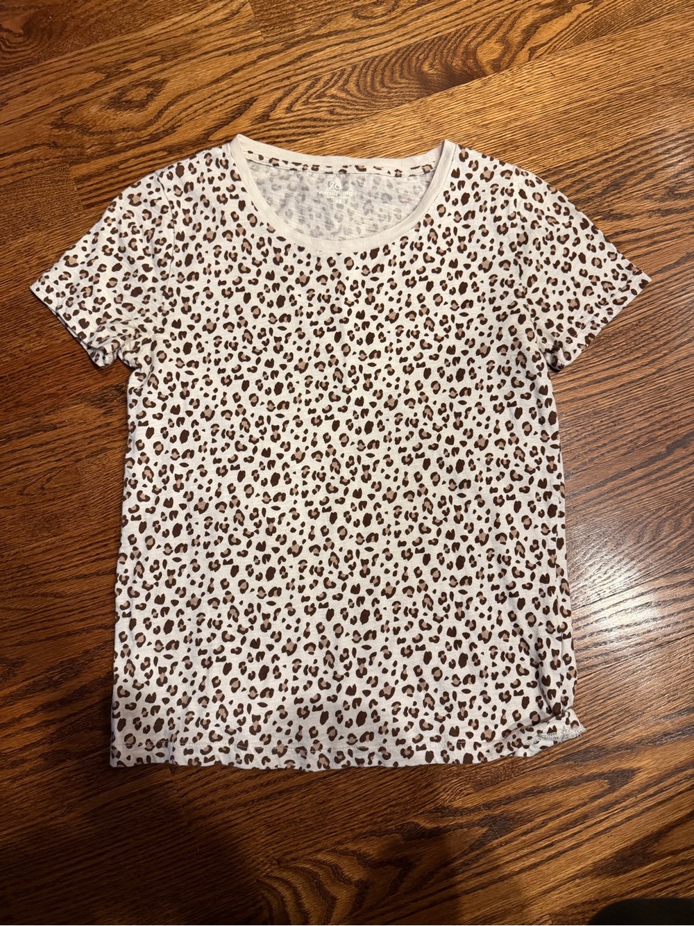 J. Crew Leopard Print Short Sleeve Tee - Cream and Brown